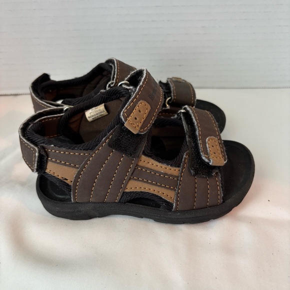 Boys Beverly Hills Polo Club Brown Sandals Comfort Velcro Size7 - Picture 4 of 6